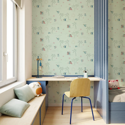 Papier peint intissé Lilo&stitch Bleu aqua