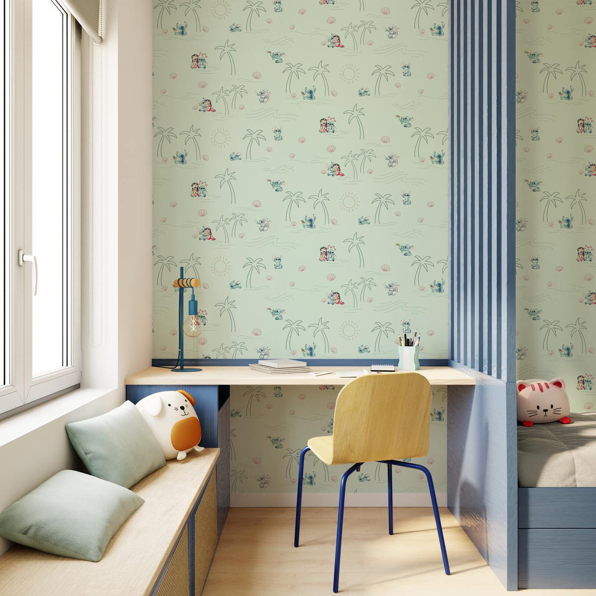 Papier peint intissé Lilo&stitch Bleu aqua