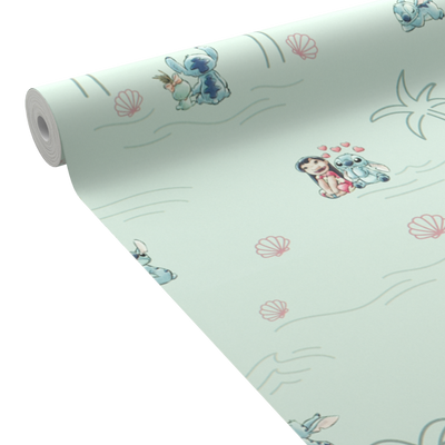 Papier peint intissé Lilo&stitch Bleu aqua