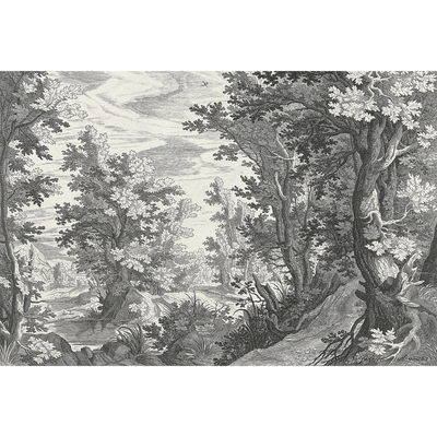 Papier peint panoramique XL Fancy forest Gris anthracite Brillant