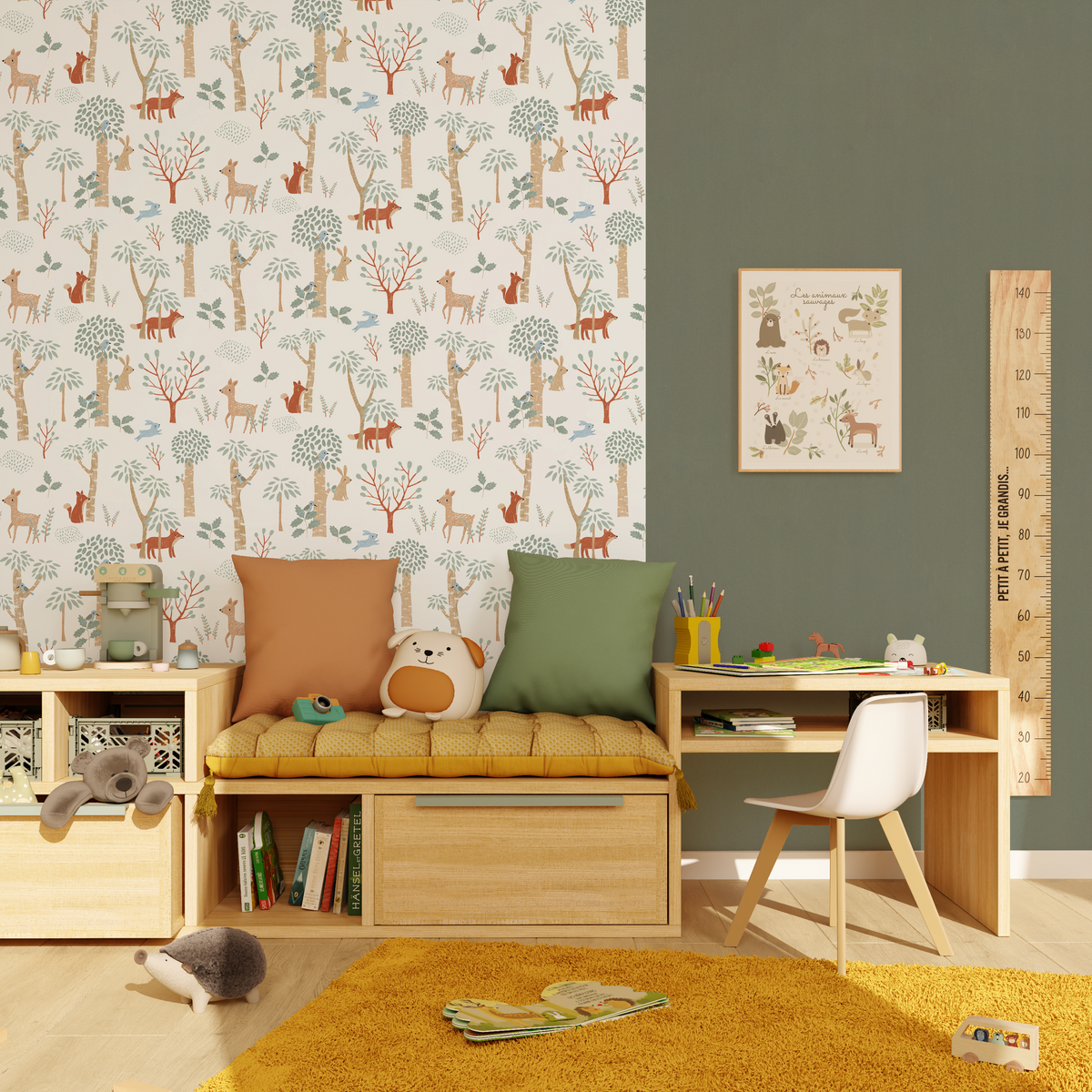 Papier peint intissé Friendly forest Multicolore