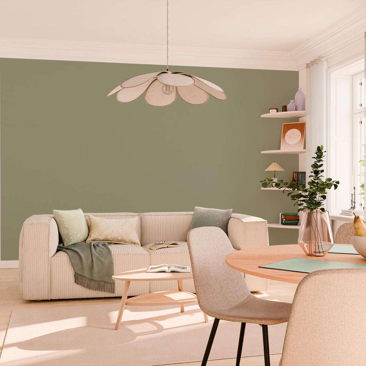 4MURS Papier peint intissé Florentine Vert sauge Trame