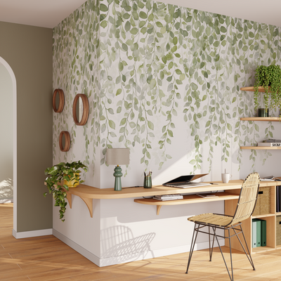 4MURS Papier peint panoramique L Allegra Vert feuille Satiné