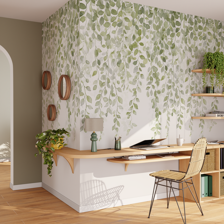 4MURS Papier peint panoramique L Allegra Vert feuille Satiné