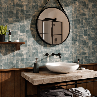 4MURS Papier peint intissé Ruddy Bleu grisé