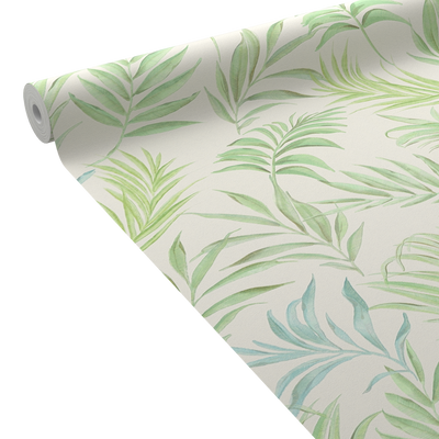 COSMOLIVING Papier peint intissé Midnight botanica Blanc et vert pistache Structuré