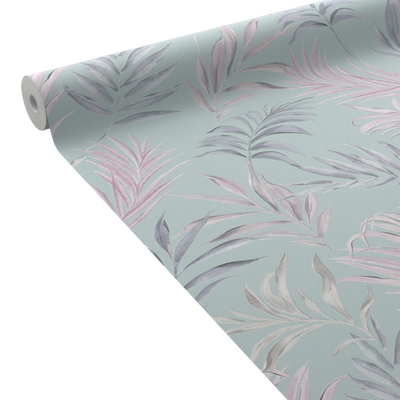 COSMOLIVING Papier peint intissé Midnight botanica Bleu azurin et mauve clair