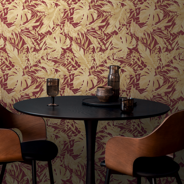 CosmoLiving Papier peint intissé EARTHLINES bordeaux et doré