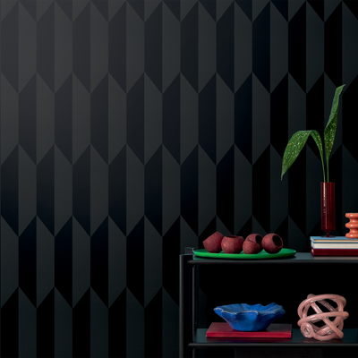 COSMOLIVING Papier peint intissé Graphic groove Noir