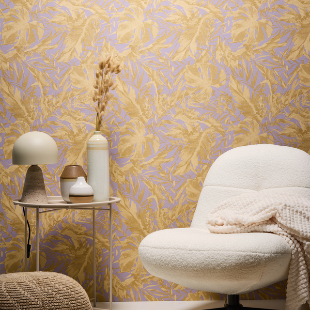 CosmoLiving Papier peint intissé EARTHLINES mauve et doré