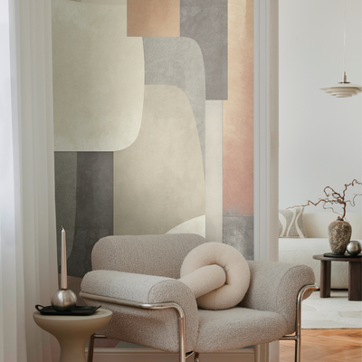 COSMOLIVING Papier peint panoramique L Gustav Lin, beige et gris perle Satiné