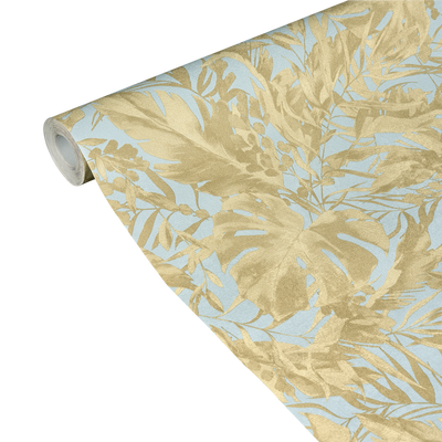 COSMOLIVING Papier peint intissé Earthlines Bleu azurin et doré Trame