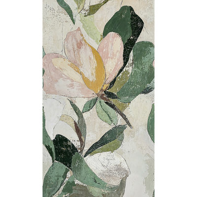 COSMOLIVING Papier peint panoramique L Lush blossom Rose poudré et vert feuille Satiné