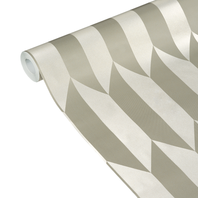 COSMOLIVING Papier peint intissé Graphic groove Argenté Satiné