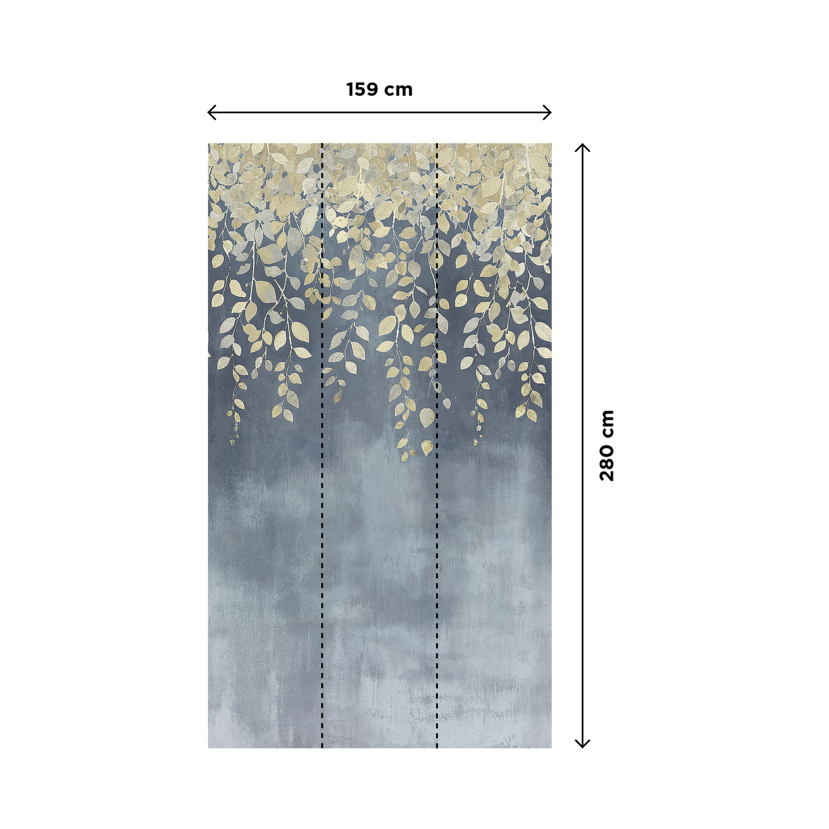 COSMOLIVING Papier peint panoramique L Gilded bloom Jaune pâle et bleu nuit Satiné