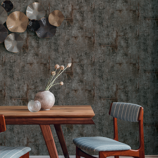 CosmoLiving Papier peint intissé GRAPHITE GROOVE gris anthracite