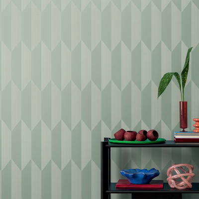 COSMOLIVING Papier peint intissé Graphic groove Vert d'eau