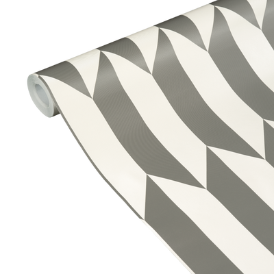 COSMOLIVING Papier peint intissé Graphic groove Blanc et argenté Satiné