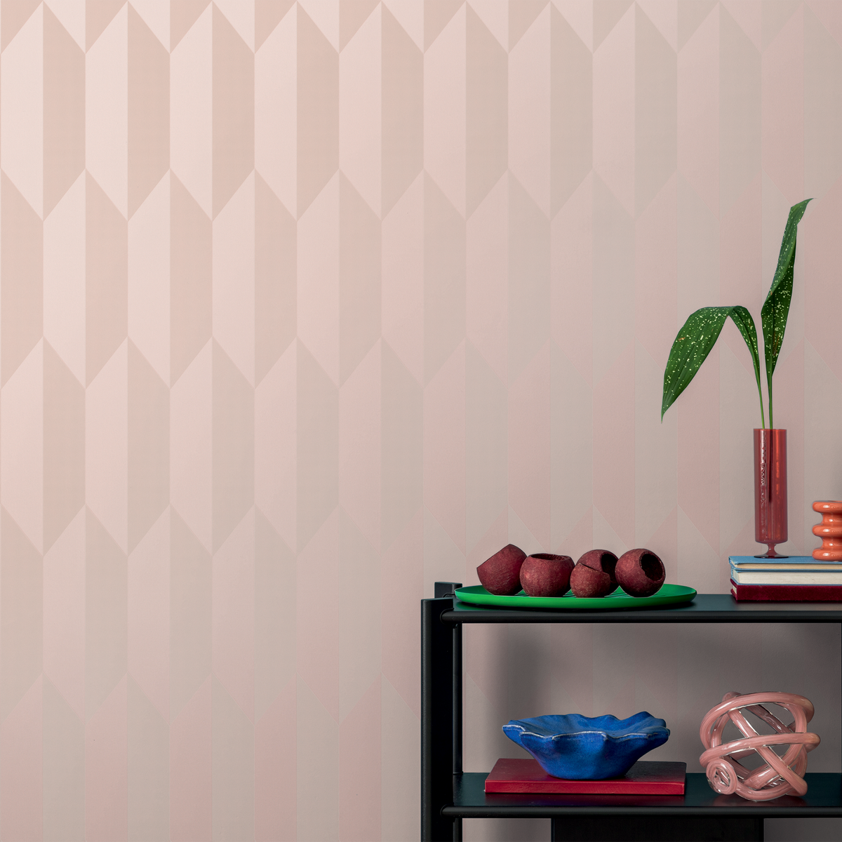 COSMOLIVING Papier peint intissé Graphic groove Rose perlé Satiné