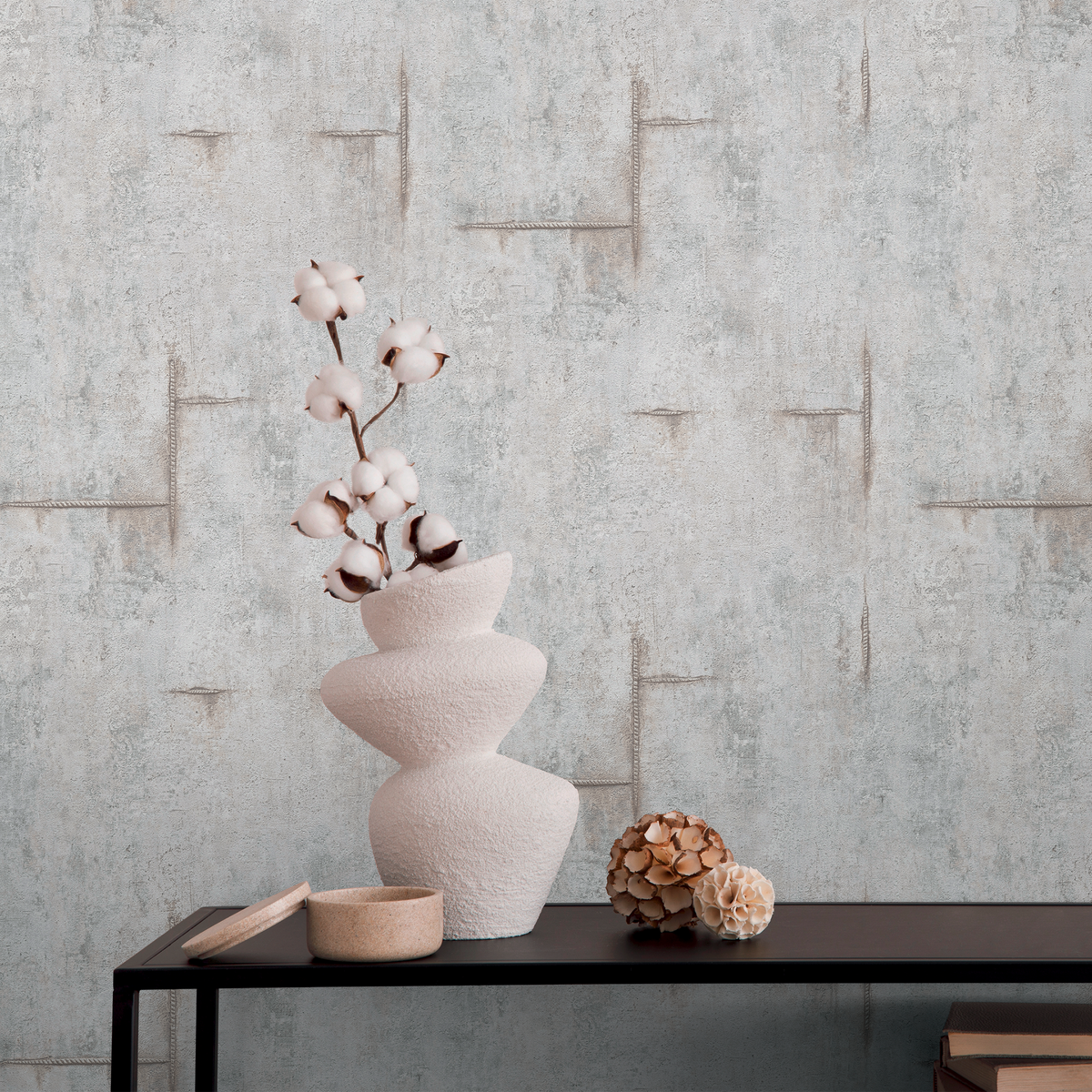 COSMOLIVING Papier peint intissé Graphite groove Gris clair Structuré