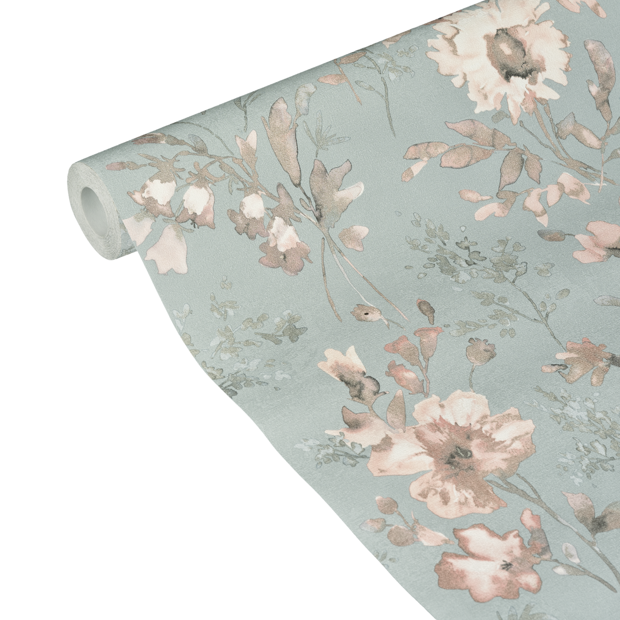 COSMOLIVING Papier peint intissé Petal poetry Bleu azurin et rose poudré Trame