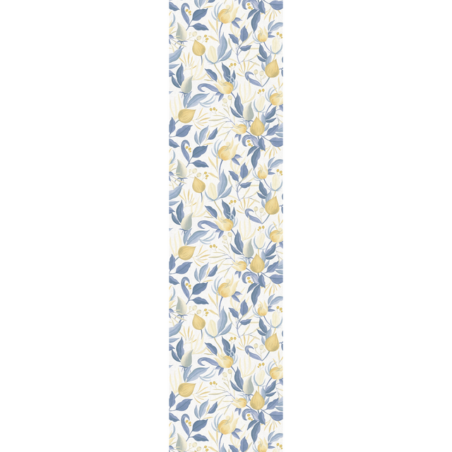 CosmoLiving Papier peint intissé STILL BLOOM bleu pétrole et ocre