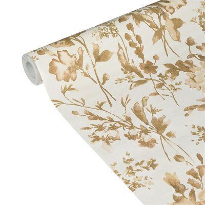 COSMOLIVING Papier peint intissé Petal poetry Blanc et doré Trame