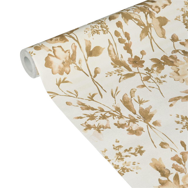 CosmoLiving Papier peint intissé PETAL POETRY blanc et doré