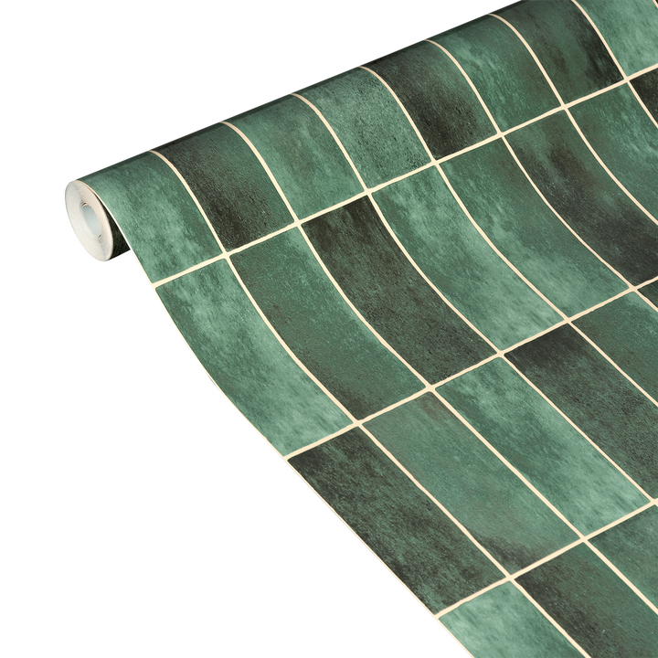 4MURS Papier peint intissé Zellige Vert bouteille