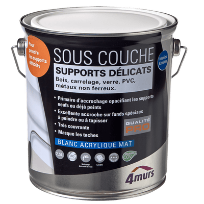 4MURS Peinture Sous couche supports délicats Blanc Mat 2,5L