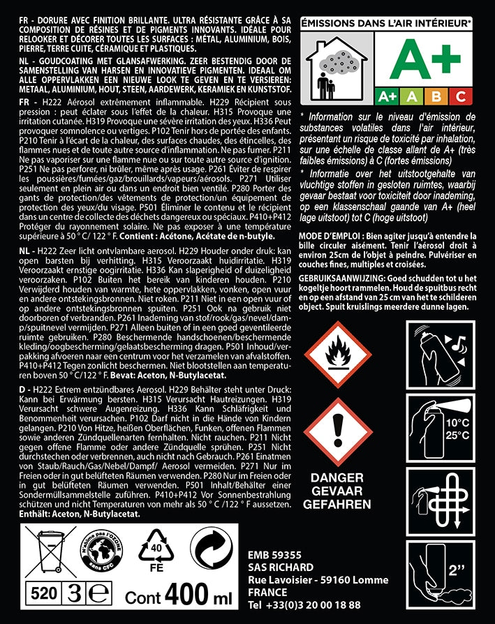 RICHARD Peinture Dorure Cuivre Brillant 0,4L