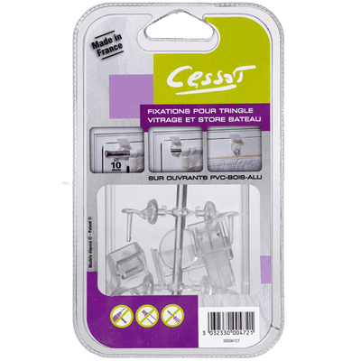 Support barre à rideau vitrage Vitrage classique Transparent Plastique