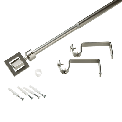 Kit barre à rideaux Nina Satin nickel Métal brossé