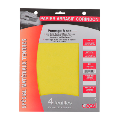 OCAI Lot de 4 feuilles abrasives grain fin