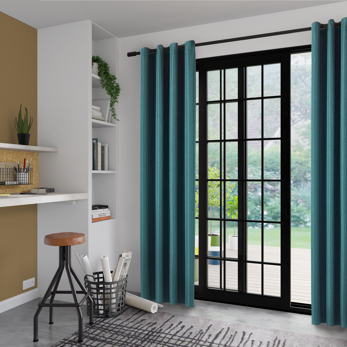 Rideau Amsterdam Bleu paon