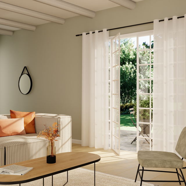 Voilage LINETTE coloris blanc 145 x 240 cm