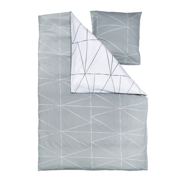 Parure de lit en toile de coton LOZI gris perle 140 x 200 cm