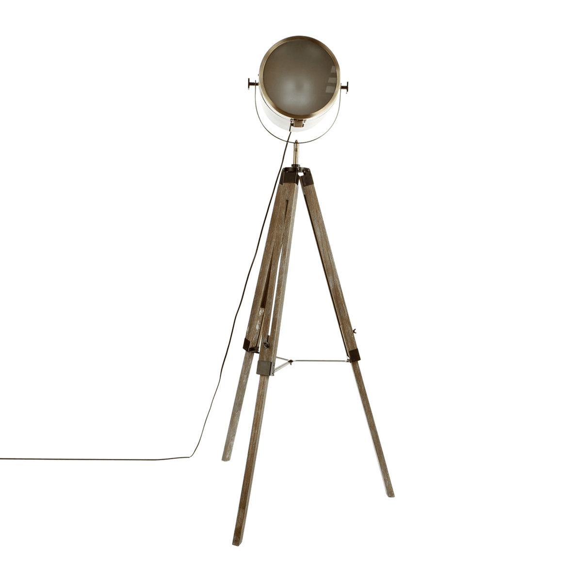 ATMOSPHERA Lampadaire Projecteur Or et bois