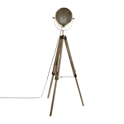 ATMOSPHERA Lampadaire Projecteur Or et bois