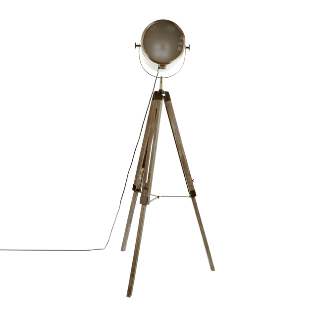 Atmosphera Lampadaire PROJECTEUR or et bois 150 x 25 cm