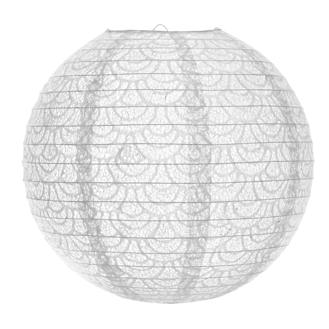 Abat-jour boule papier DENTELLE coloris blanc 30 x 35 cm