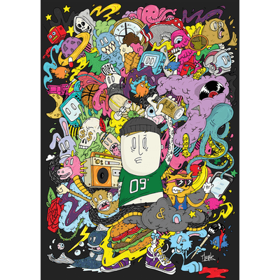 4MURS Tableau en verre Street art Multicolore