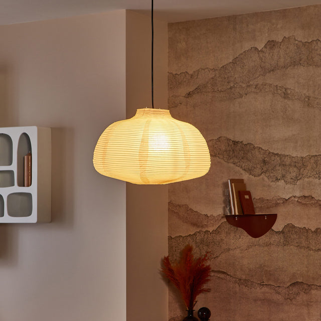 Abat-jour boule papier NUAGE coloris blanc 21,5 x 45 cm