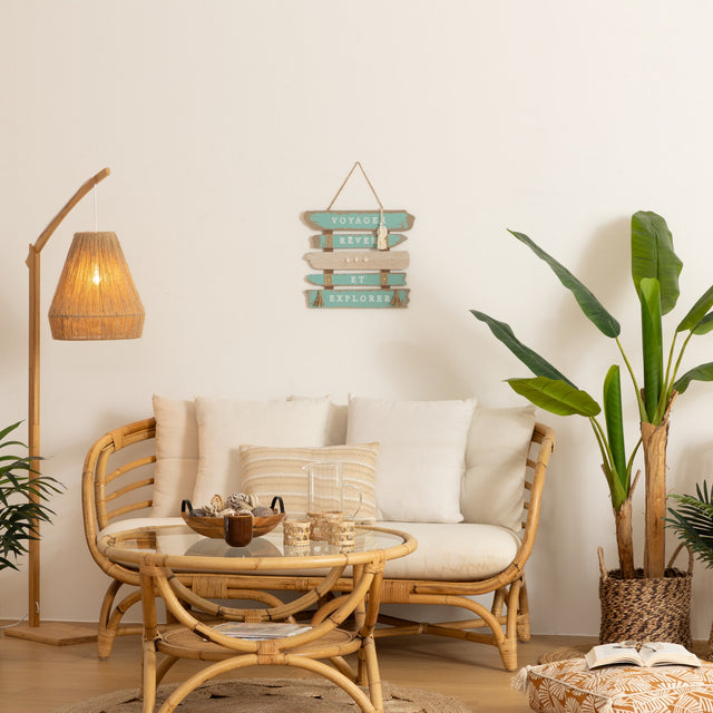 Plaque murale en bois OCÉANE coloris bleu