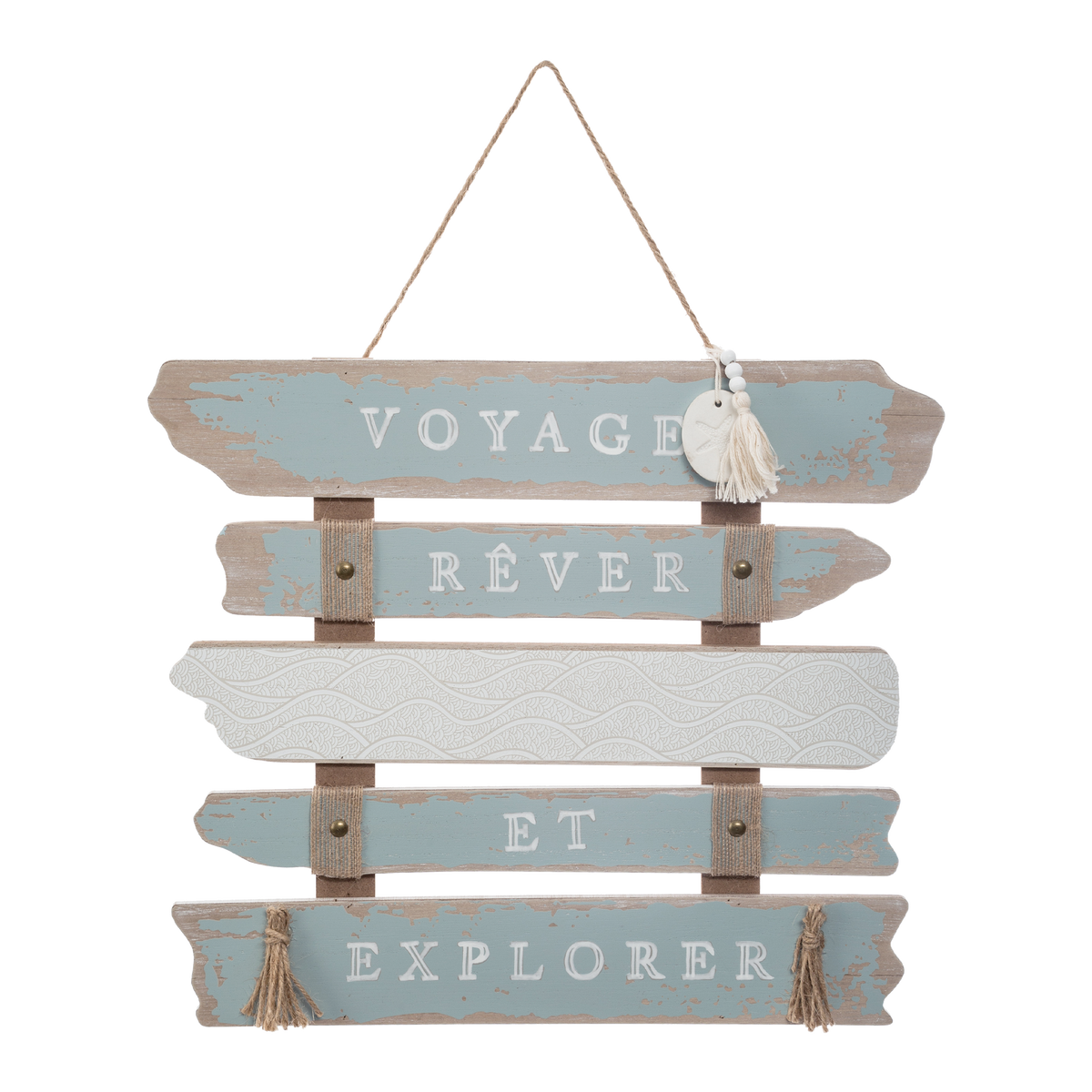 Plaque murale en bois Océane Bleu