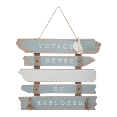 Plaque murale en bois Océane Bleu