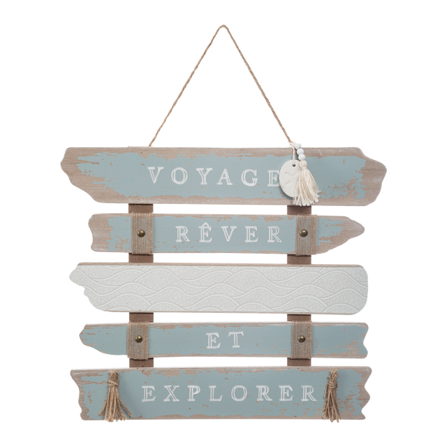 Plaque murale en bois OCÉANE coloris bleu