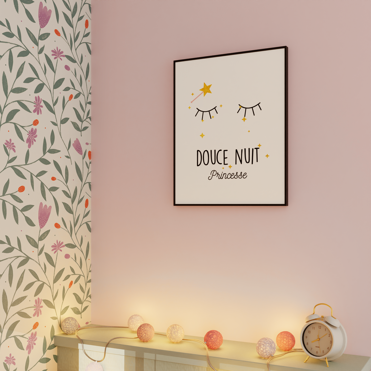 Tableau Douce nuit princesse Blanc