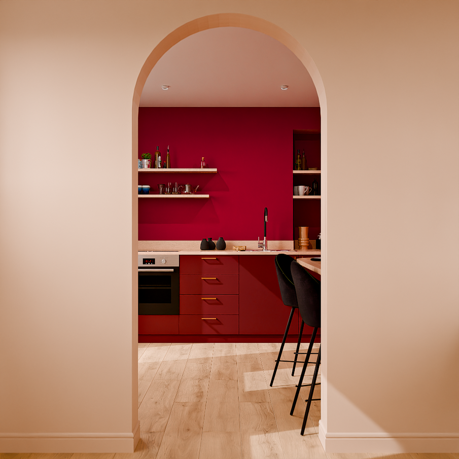 Déco cuisine rouge carmin
