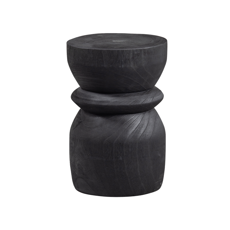 Bout de canapé BIKKEL en bois noir, style ethnique